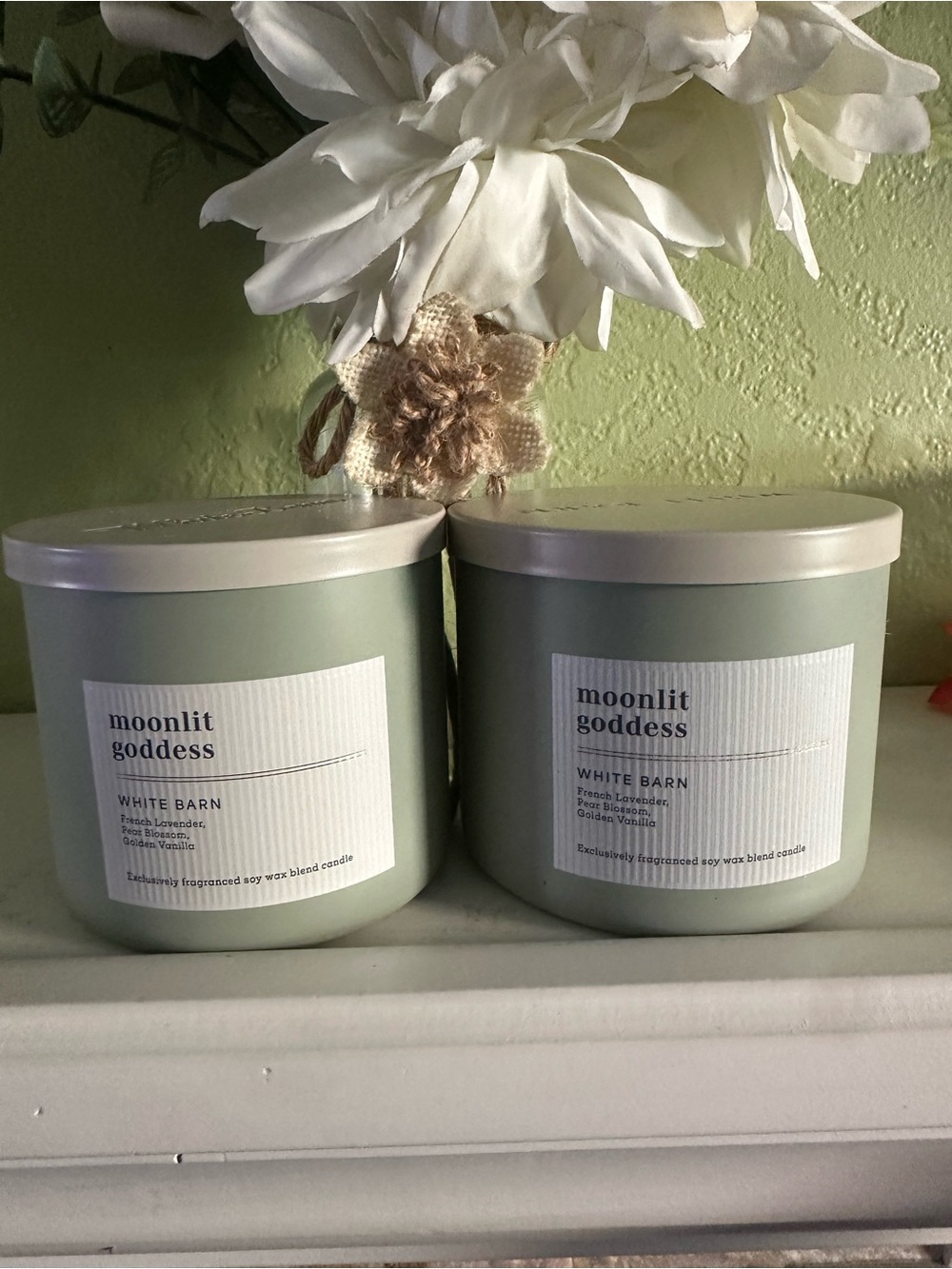 White Barn Moonlit Goddess Scented Candle - Green X2